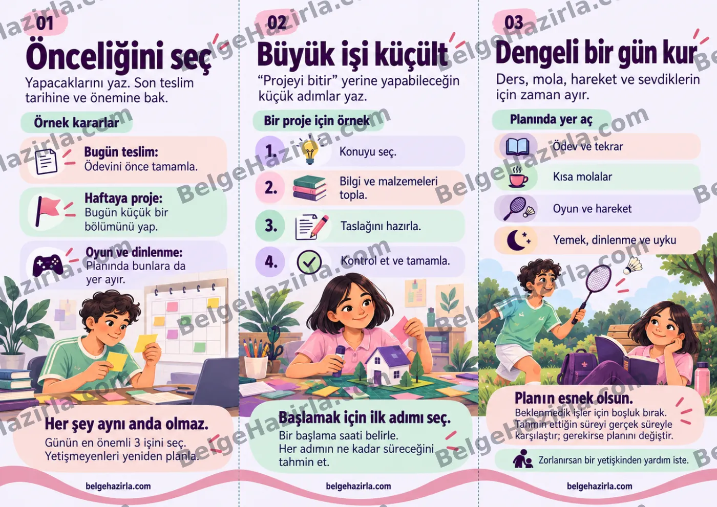 Zaman Yönetimi: Zaman Rotam Broşürü — arka yüz önizlemesi (filigranlı)