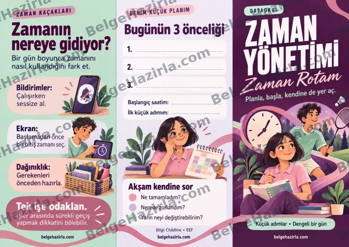 Zaman Yönetimi: Zaman Rotam Broşürü ön yüz önizlemesi